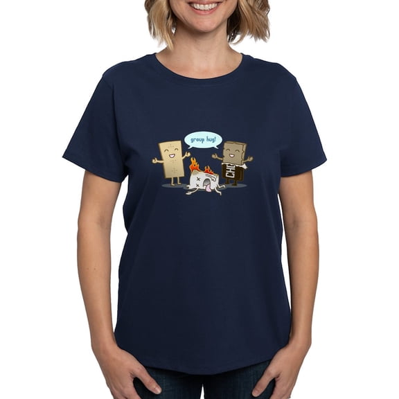 CafePress - Flaming Marshmallow Group Hug! T Shirt - Women's Traditional Fit Dark T-Shirt