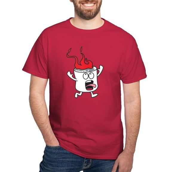CafePress - Flaming Marshmallow T Shirt - Men's Classic Graphic Cotton T-Shirt