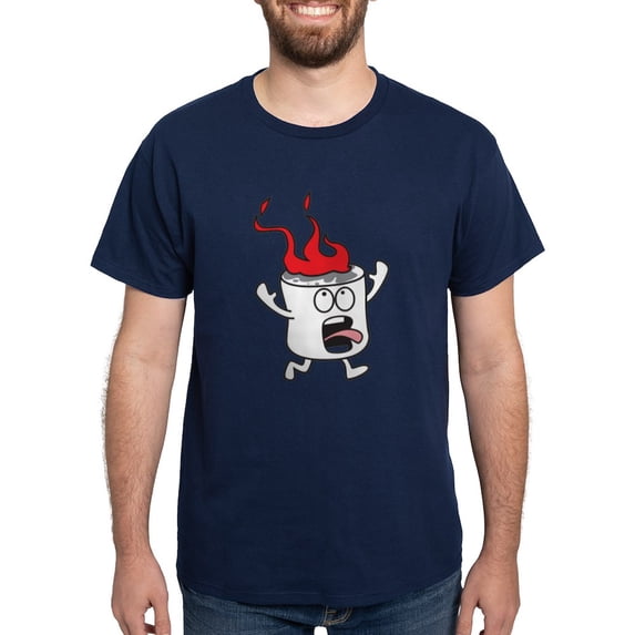 CafePress - Flaming Marshmallow T Shirt - Men's Classic Graphic Cotton T-Shirt