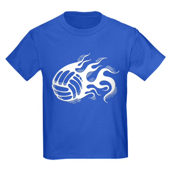CafePress - Flaming Volleyball Kids Dark T Shirt - Dark T-Shirt Kids XS-XL