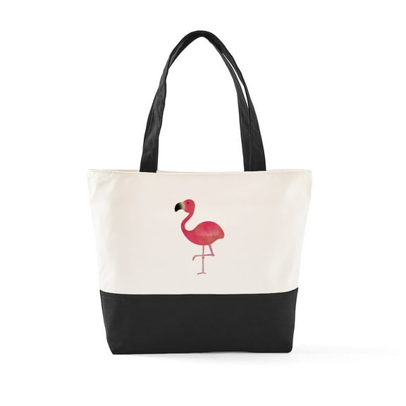 CafePress - Flamingo Bird Lover - Two Tone, 100% Cotton, Zipper Tote Bag