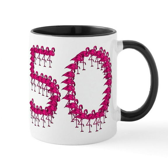 CafePress - Flamingo Fifty Festive Fun For The Big 5 0! Mug - 11 oz Ceramic Mug - Novelty Coffee Tea Cup