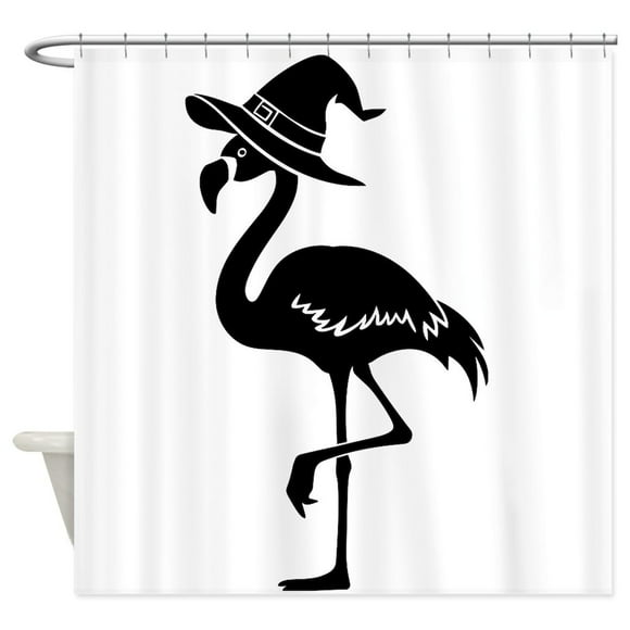 CafePress - Flamingo In Witch Hat - Unique Fabric Shower Curtain 70" x 72"