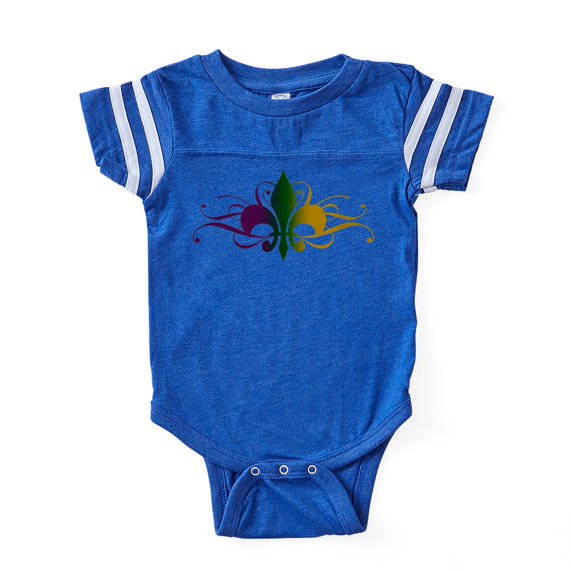CafePress - Fleur De Lis Swirls_Color - Cute Infant Baby Football Bodysuit