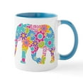 thumbnail image 1 of CafePress - Floral Elephant - 11 oz Ceramic Mug - Novelty Coffee Tea Cup, 1 of 4
