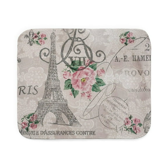 CafePress - Floral Paris Eiffel Tower Fashion Sherpa Fleece Th - Sherpa Fleece Throw Blanket 60" x 50"