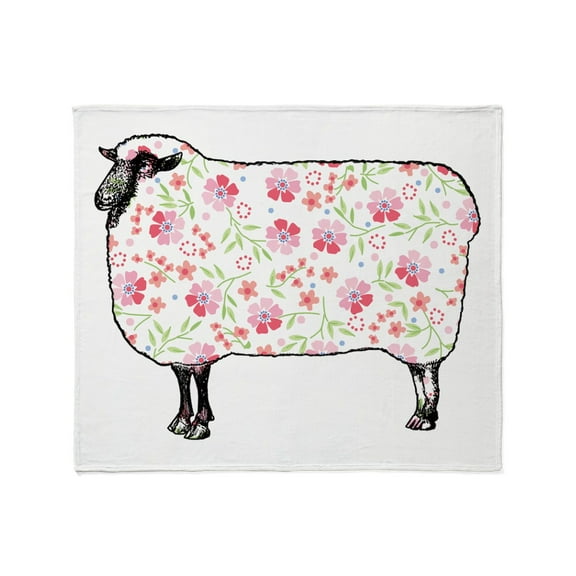 CafePress - Floral Sheep Throw Blanket - Soft Fleece Throw Blanket, 50"x60" for All Ages