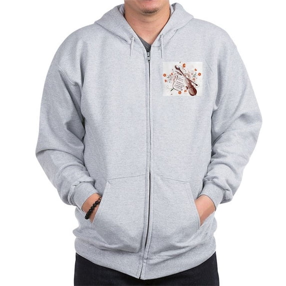 CafePress - Floral Violin Zip Hoodie - Zip Hoodie, Classic Hooded Sweatshirt with Metal Zipper