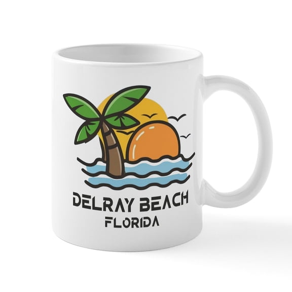 CafePress - Florida Delray Beach Mugs - 11 oz Ceramic Mug - Novelty Coffee Tea Cup