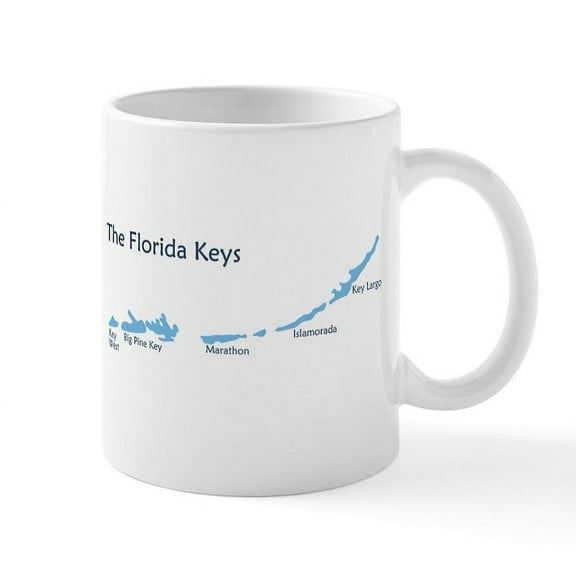 CafePress - Florida Keys Map Design. Mug - 11 oz Ceramic Mug - Novelty Coffee Tea Cup