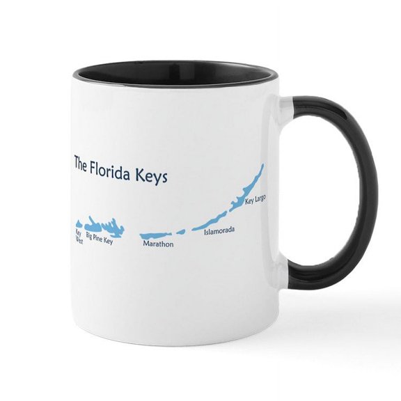 CafePress - Florida Keys Map Design. Mug - 11 oz Ceramic Mug - Novelty Coffee Tea Cup