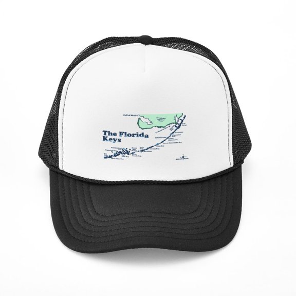 CafePress - Florida Keys Map Design. - Trucker Hat - Polyester Foam Front and Nylon Mesh Weave Back