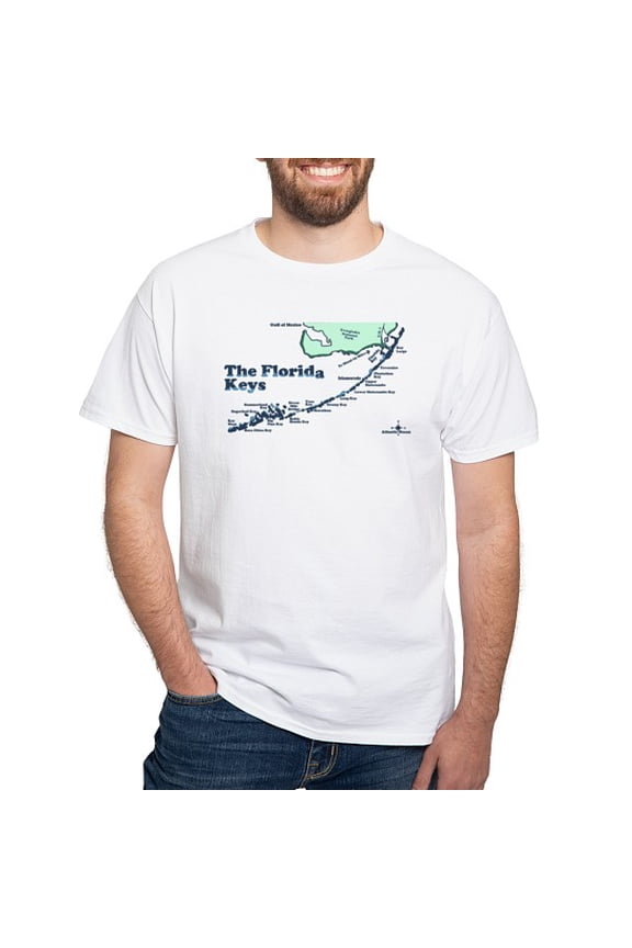 - Florida Keys Map Design. White T Shirt - Men's Classic Cotton T-Shirts