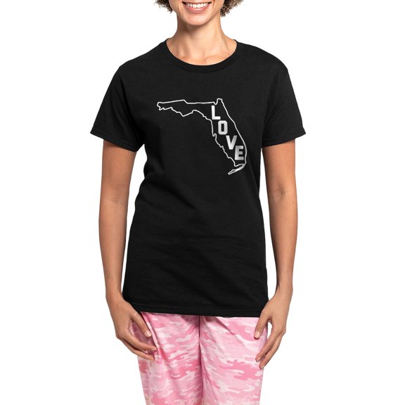 CafePress - Florida Love Women's Dark Pajamas - Women's Short Sleeve Print T-Shirt and Pants Dark Cotton Pajama Set