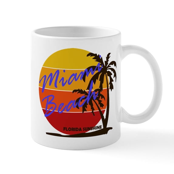 CafePress - Florida Miami Beach Mugs - 11 oz Ceramic Mug - Novelty Coffee Tea Cup