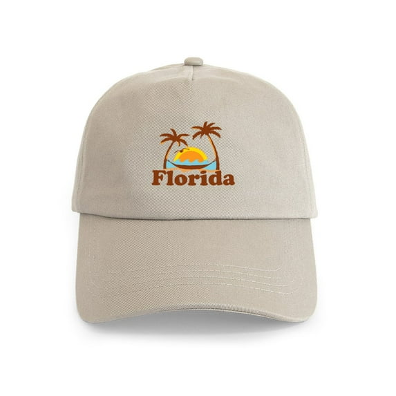CafePress - Florida Palm Trees Design. Cap - Adjustable 100% Brushed Unisex Casual Cotton Baseball Cap, Beige, 1