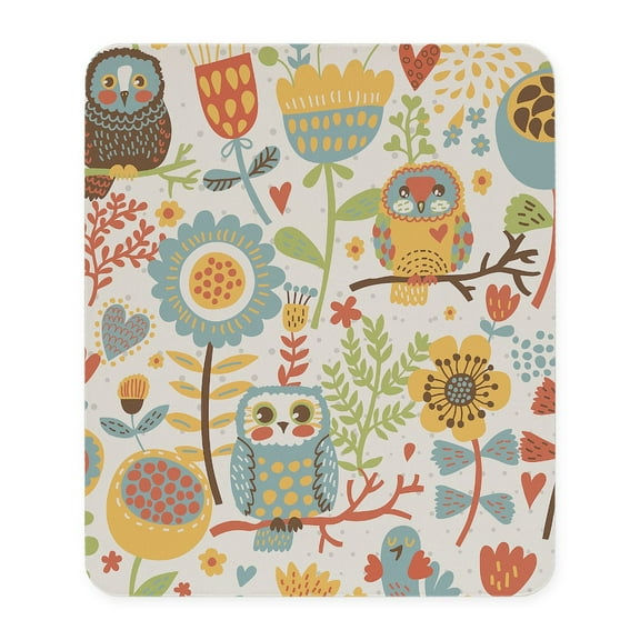 CafePress - Flowers And Owls Mousepad - Non-slip Rubber Mousepad, Gaming Mouse Pad
