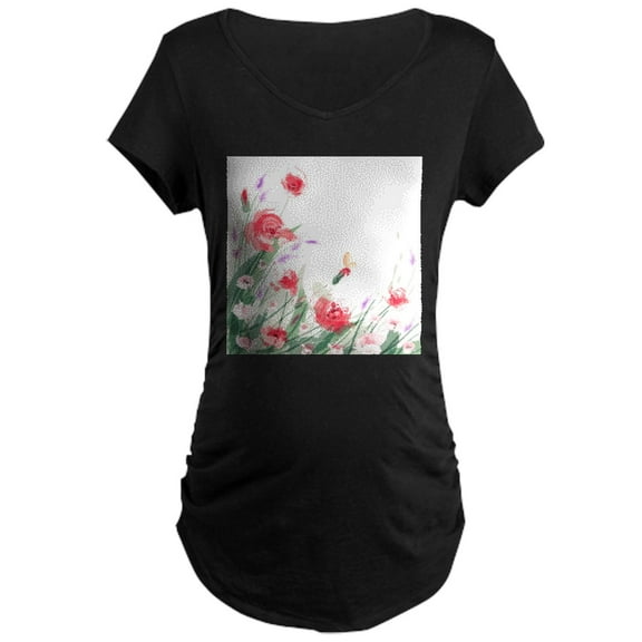 CafePress - Flowers Painting Maternity T Shirt - Maternity Dark T-Shirt