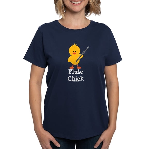 CafePress - Flute Chick Women's Dark T Shirt - Women's Traditional Fit Dark T-Shirt