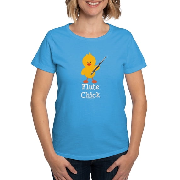 CafePress - Flute Chick Women's Dark T Shirt - Women's Traditional Fit Dark T-Shirt