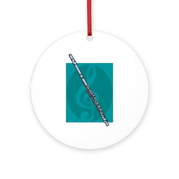 CafePress - Flute Design -  Round Wood Ornament 4"