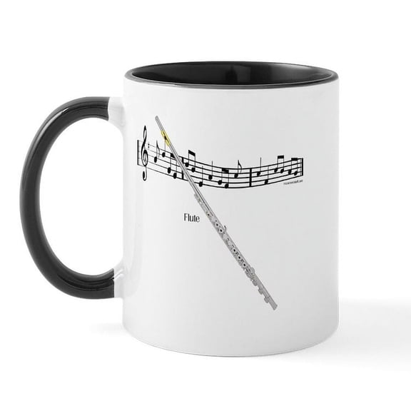 CafePress - Flute Music Mug - 11 oz Ceramic Mug - Novelty Coffee Tea Cup