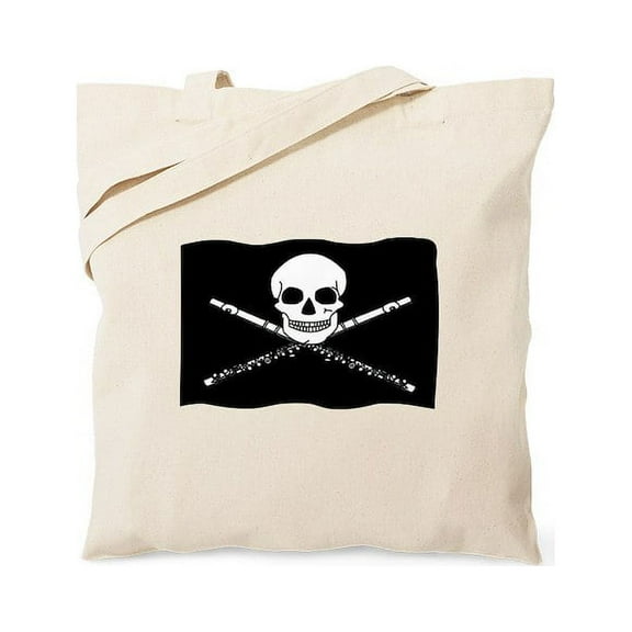 CafePress - Flute Pirate Flag Funny Tote Bag - Unisex Canvas Tote Bag, Beige, 1-Piece