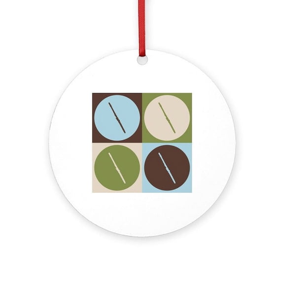CafePress - Flute Pop Art -  Round Wood Ornament 4"