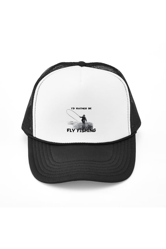 - Fly Fishing - Adjustable Unisex Printed Trucker Hat with Mesh Back