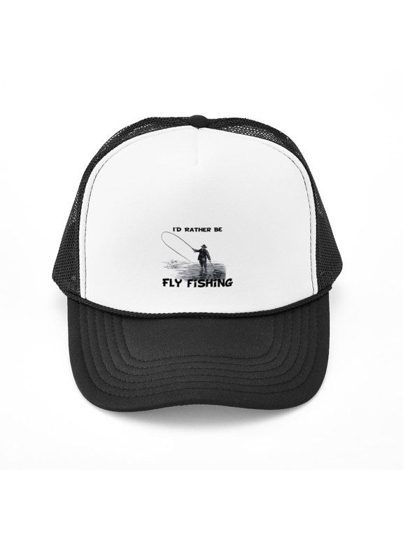 - Fly Fishing - Adjustable Unisex Printed Trucker Hat with Mesh Back