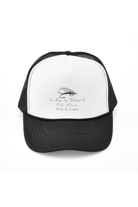 - Fly Fishing - Adjustable Unisex Printed Trucker Hat with Mesh Back