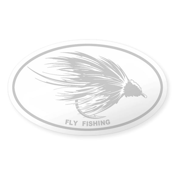 CafePress - Fly Fishing Gray Oval Sticker - Sticker (Oval)