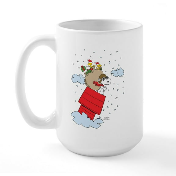 CafePress - Flying Ace Santa Large Mug - 15 oz Ceramic Large White Novelty Mug