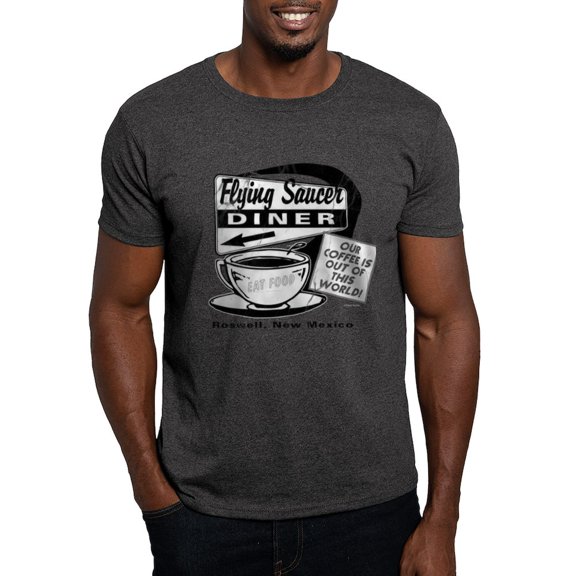 CafePress - Flying Saucer Diner Dark T Shirt - Men's Classic Graphic Cotton T-Shirt