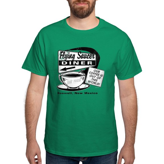 CafePress - Flying Saucer Diner Dark T Shirt - Men's Classic Graphic Cotton T-Shirt