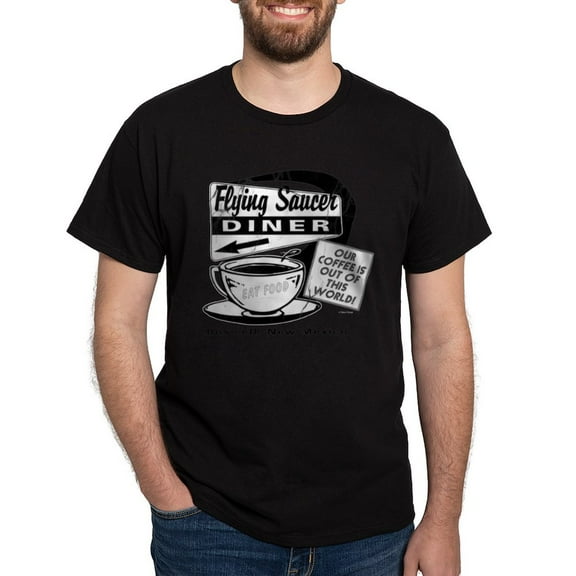 CafePress - Flying Saucer Diner Dark T Shirt - Men's Classic Graphic Cotton T-Shirt