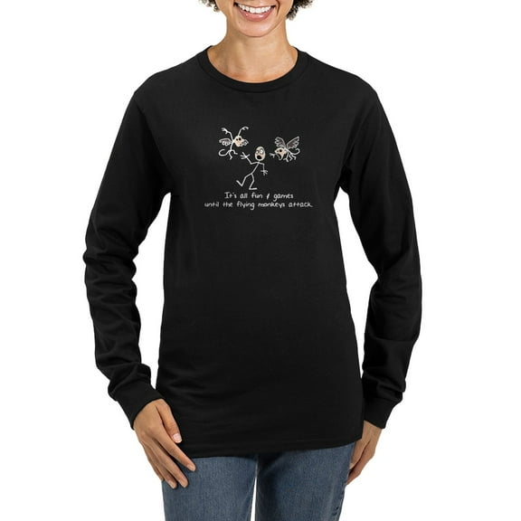 CafePress - Flyingmonkeysdark Long Sleeve T Shirt - Women's Long Sleeve Graphic Tee Casual Fit