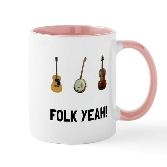CafePress - Folk Yeah Mugs - 11 oz Ceramic Mug - Novelty Coffee Tea Cup