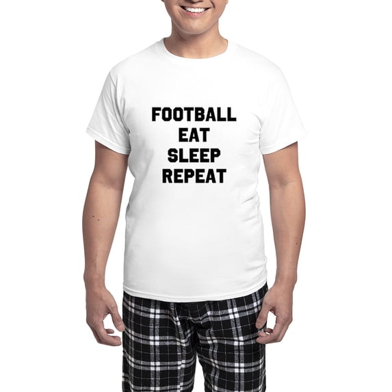CafePress - Football Eat Sleep Repeat Pajamas - Men's Light Loose Fit Cotton Pajama Set