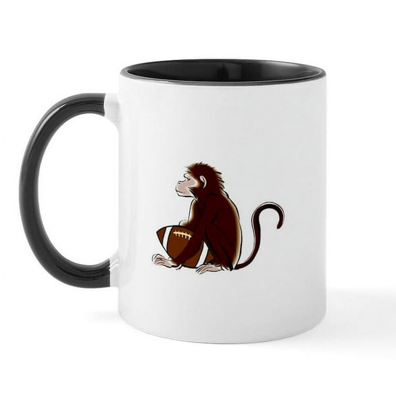 CafePress - Football Monkey Mug - 11 oz Ceramic Mug - Novelty Coffee Tea Cup