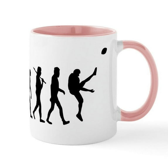 CafePress - Football Punter Evolution Mugs - 11 oz Ceramic Mug - Novelty Coffee Tea Cup