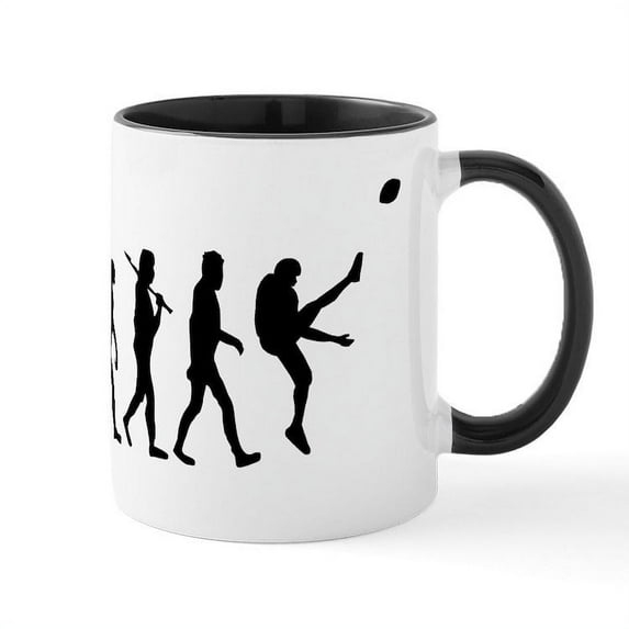 CafePress - Football Punter Evolution Mugs - 11 oz Ceramic Mug - Novelty Coffee Tea Cup