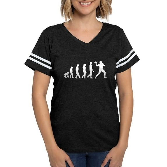 CafePress - Football Quarterback Evolution T Shirt - Womens Football Shirt
