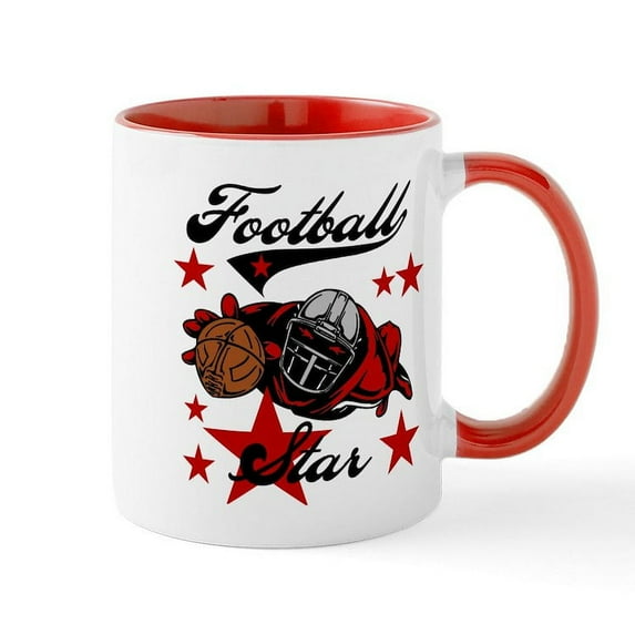 CafePress - Football Star Mug - 11 oz Ceramic Mug - Novelty Coffee Tea Cup