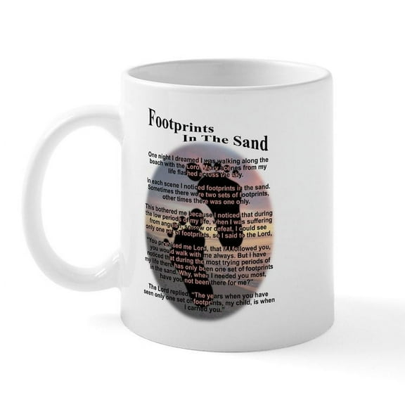 CafePress - Footprints In The Sand Mug - 11 oz Ceramic Mug - Novelty Coffee Tea Cup