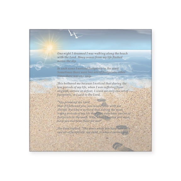 CafePress - Footprints In The Sand Square Sticker 3 X 3 - Square Sticker 3" x 3"