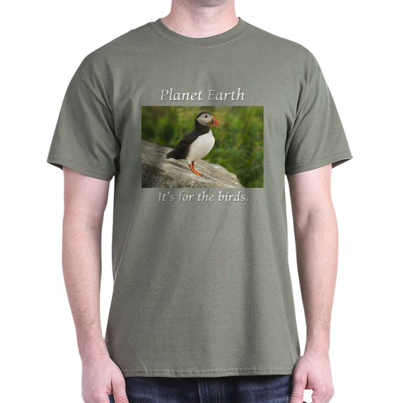 CafePress - Forthebirdspuffin2 Whiteletters Copy T Shirt - Men's Classic Graphic Cotton T-Shirt