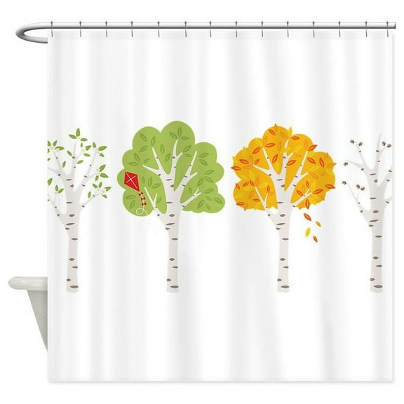 CafePress - Four Seasons Spring Summer Fall Winter Birch Trees - Unique Fabric Shower Curtain 70" x 72"
