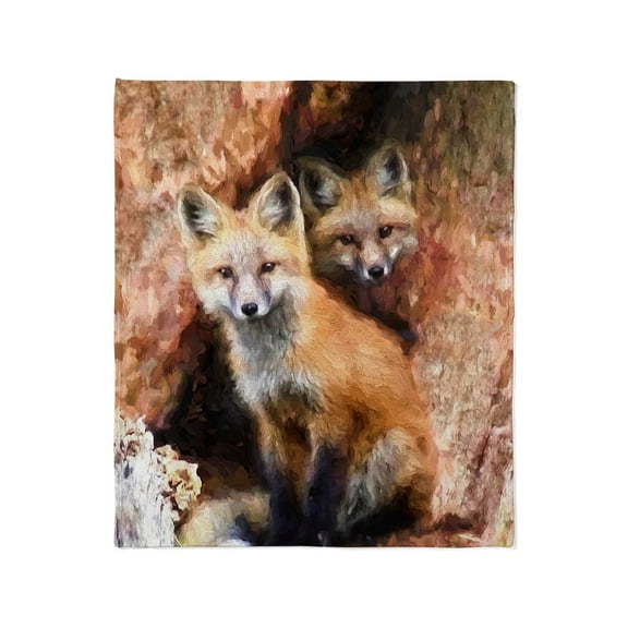 CafePress - Fox Cubs In Hollow Tree Throw Blanket - Soft Fleece Throw Blanket, 50"x60" for All Ages