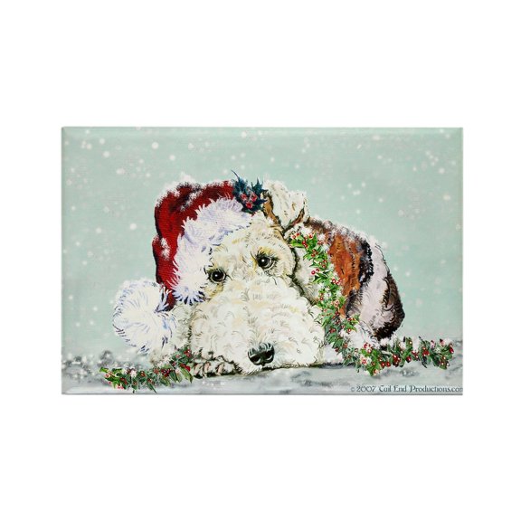CafePress - Fox Terrier Christmas - Rectangle Magnet, 2"x3" Refrigerator Magnet
